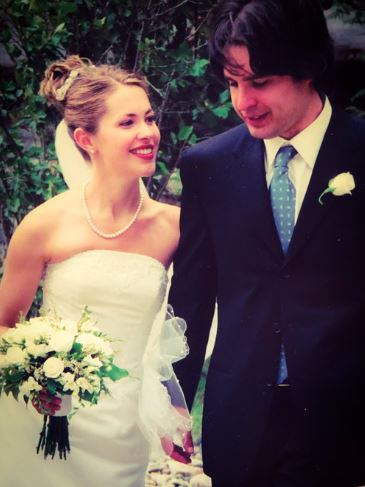 Danny Dorosh with his wife Pascale Hutton on their wedding day